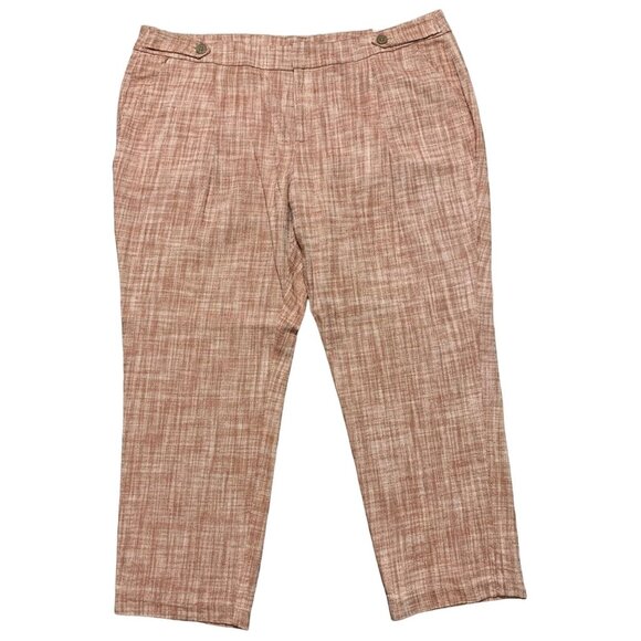 CJ Banks Pants - Cj Banks Womens Relaxed Fit High-Rise Trousers Rusty Plaid Pleated Size 24W NEW